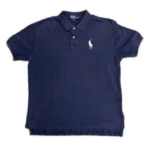 Polo Ralph Lauren Navy Mesh Big Pony Short Sleeve Classic Polo Shirt Size L